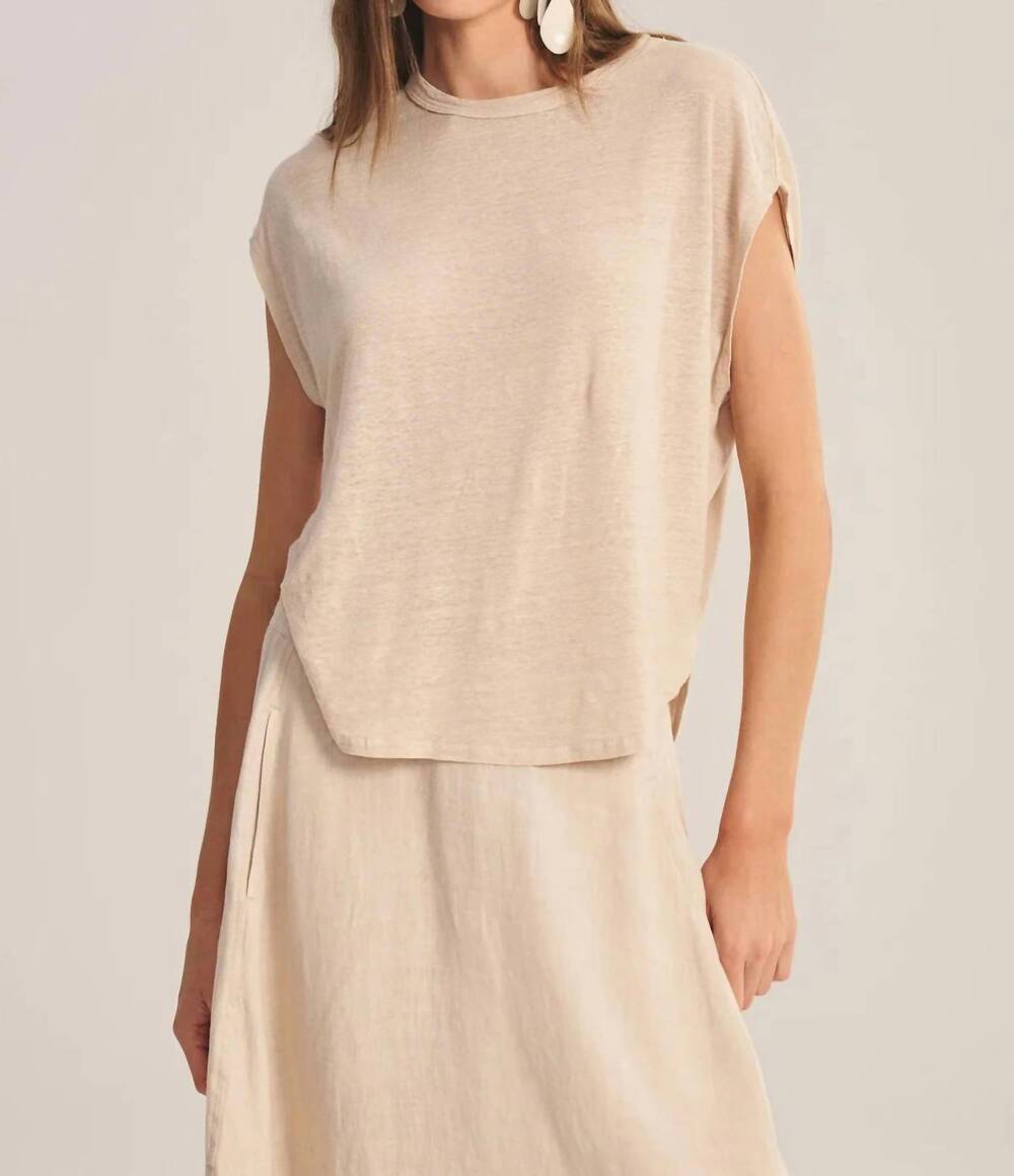 NEW VELVET BY GRAHAM & SPENCER velvet sinclair linen tee in sand castle